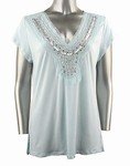 Stretch Knit V-neck Top (Plus Size)-4785BL-ES157-b2b