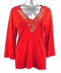 Stretch Knit V-neck Top (Plus Size)-4697RS-ES114-b2b