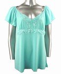 Stretch Knit V-neck Top (Plus Size)-4696BL-ES207-b2b