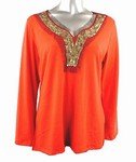 Stretch Knit V-neck Top (Plus Size)-4671RS-ES529-b2b