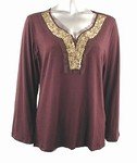 Stretch Knit V-neck Top (Plus Size)-4671BR-ES529-b2b