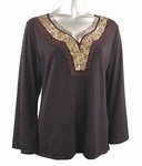 Stretch Knit V-neck Top (Plus Size)-4671BK-ES529-b2b