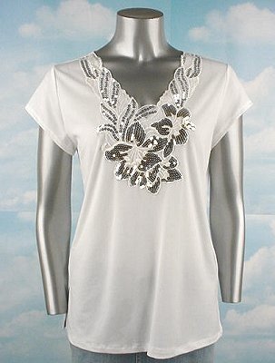 Stretch Knit V-neck Top (Plus Size)-4985IV-ES007-b2b