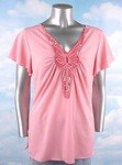 Stretch Knit V-neck Top (Plus Size)-5004PN-ES576-b2b