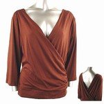 Stretch Knit Surplice V-neck Top (Plus Size)-8829BR-ZE204-b2b