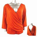 Stretch Knit Surplice V-neck Top (Plus Size)-8829RS-ZE204-b2b