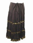 Pleated Cotton Tier Skirt (Plus Size)-6056BK-IN004-b2b