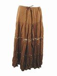 Pleated Cotton Tier Skirt (Plus Size)-6056BR-IN004-b2b
