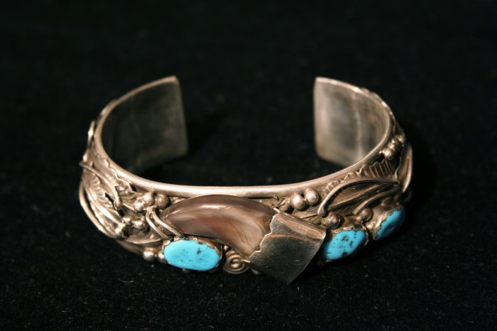 Turquoise and Opal Inlay Cuff Handmade Indian Bracelet-10