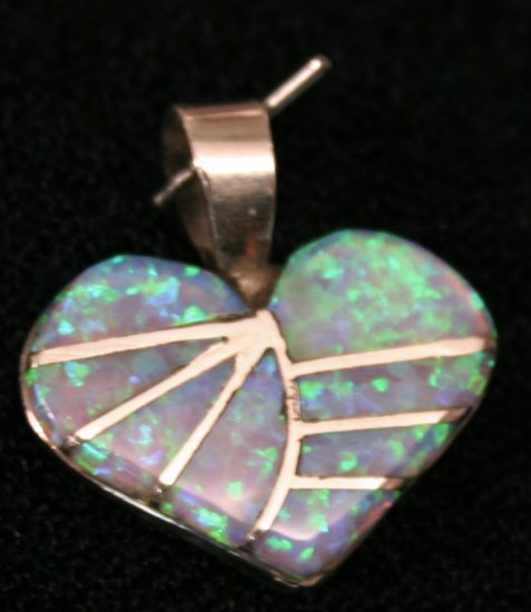 Turquoise and Light Opal Heart Handmade Indian Pendant-10