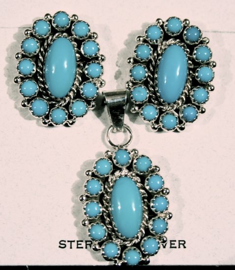 3 Piece Turquoise and Sterling Silver Set