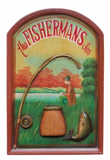 Club Fun Fisherman's Inn Hand Painted Sign