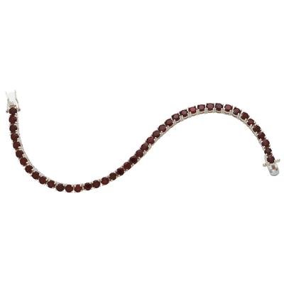 Sterling Silver Bracelet with 42 Genuine Garnets