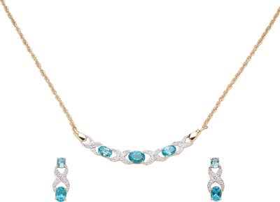 Blue Topaz and Diamond Necklace and Earring Set