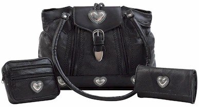 Embassy 3pc Purse Set with Wallet and Make-Up Bag