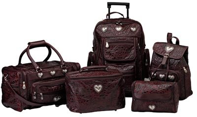 Embassy 5pc Genuine Leather Luggage with Embossed Crocodile Design