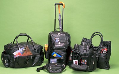Maxam Italian Stone Design 5pc Genuine Lambskin Leather Luggage