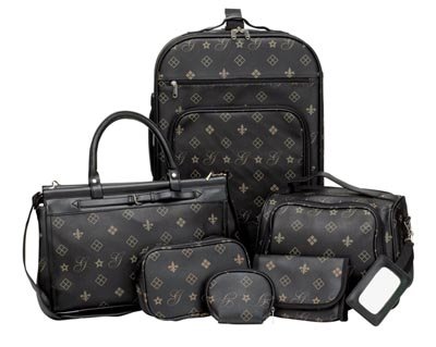 6pc Designer Styled Faux Leather Luggage Set