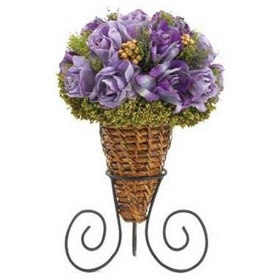 Lavender Roses In Rattan Cone