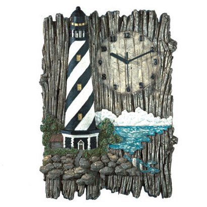 Driftwood and Lighthouse Wall Clock
