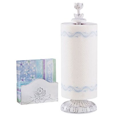 Distressed White Napkin and Towel Holders