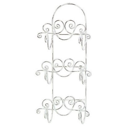 Distressed White Wrought Iron Towel Rack