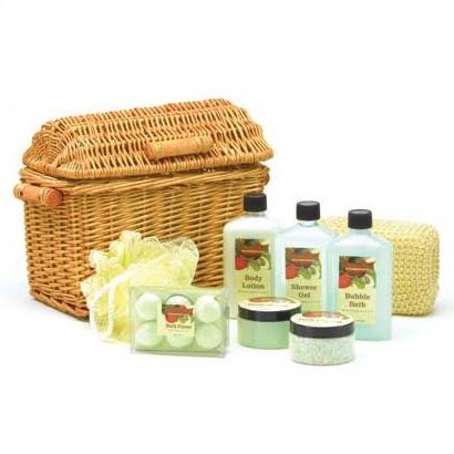 Apple Bath Set in Willow Basket