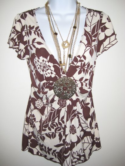 Cute Babydoll Deep V-cut Shirt Sz Large