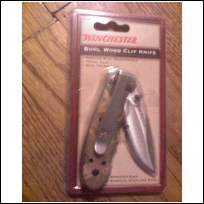 Winchester Burl Wood Clip Knife