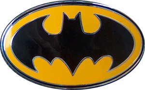 Yellow and Black Batman logo belt buckle