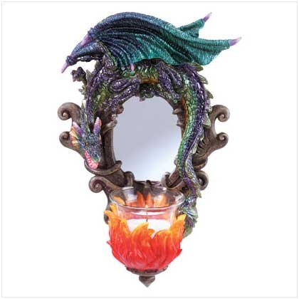 #32253 Dragon Wall Mirror And Candleholder