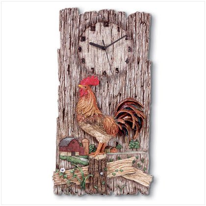 #31416 Rooster Plaque With Clock