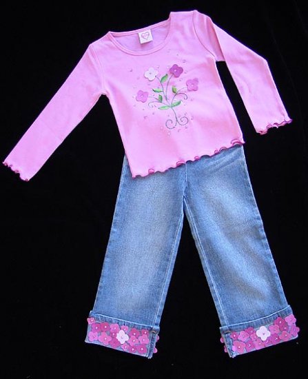 Lipstik Mini Suede Top and Jeans 4T New