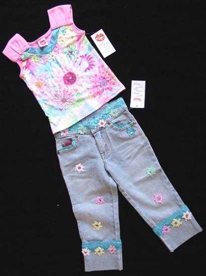 Lipstik Daisy Dream Top and Pants Size 4 New