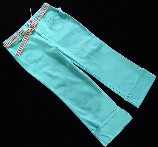 Green Dog Turquoise Blue Capri Pant 16 New