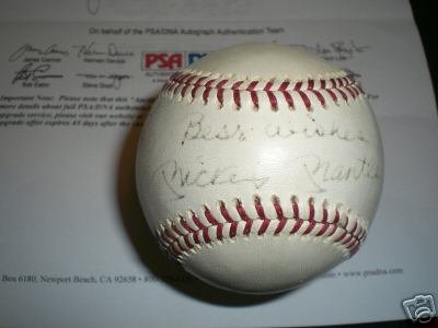 Autographed Mickey Mantle Baseball w/ C.O.A. (PSA/DNA)