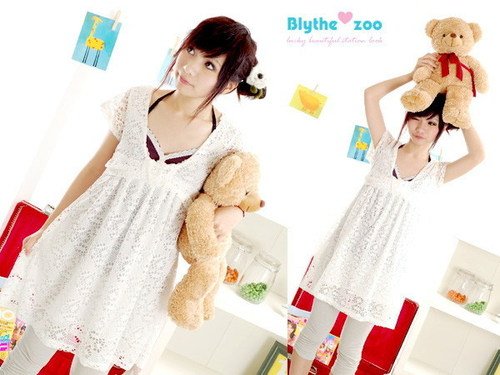 D28-White peek-a-boo frock