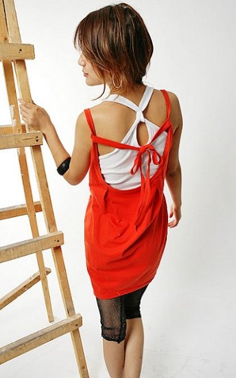 T26-Red & white layered tank