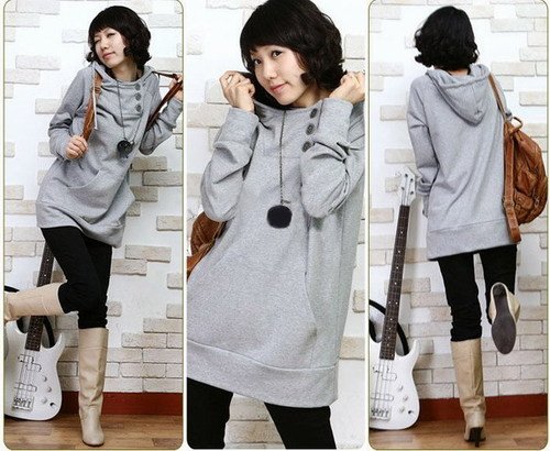 T24-3-buttons hooded pullover