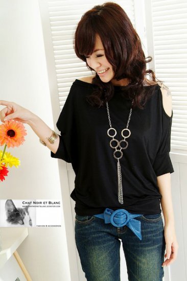 T29-Off shoulder-top - Black