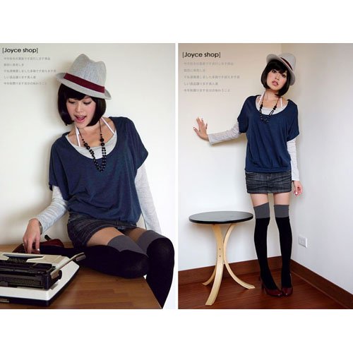 A5-Trendy Multi-Match Knee Socks - Gray