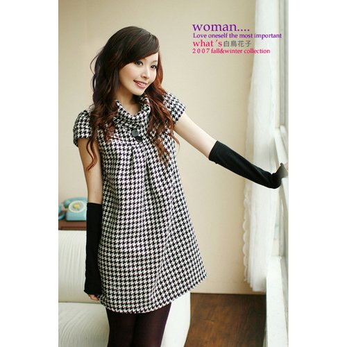 D10-British Style Classic Checks Wool Flannelet Dress