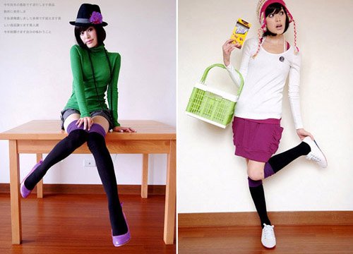A2-Trendy Multi-Match Knee Socks - Purple