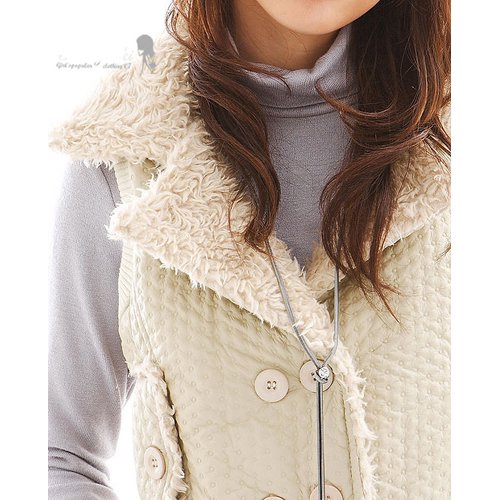 T13-Padded Cotton Fleece Rider Vest (w/ Waistband) - Almond