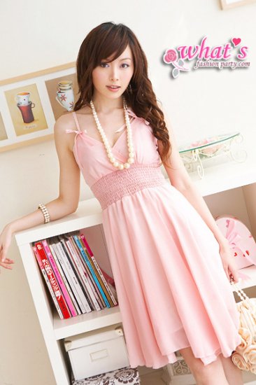 D16-Goddess chiffon dress - pink