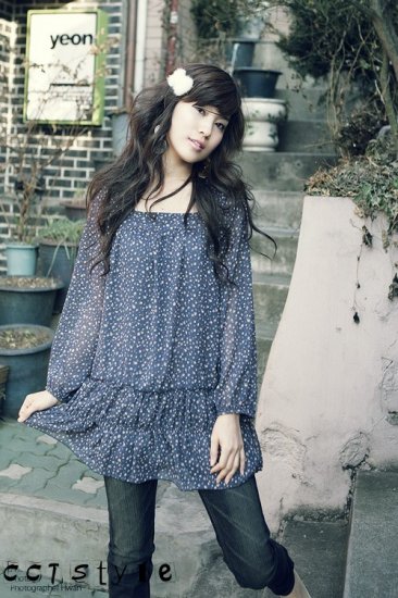 T4-Flowy Chiffon Blouse - Blue