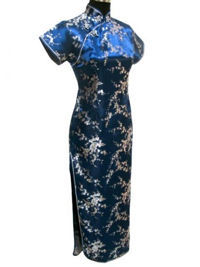 Navy Blue Clubs Chinese Dress Cheong-sam/Qipao