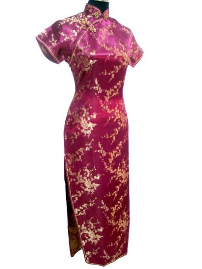 Burgundy Clubs Chinese Dress Cheong-sam/Qipao