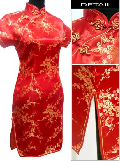 Red Cute Clubs Mini Chinese Dress / Qipao