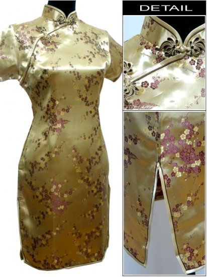Golden Cute Clubs Mini Chinese Dress / Qipao